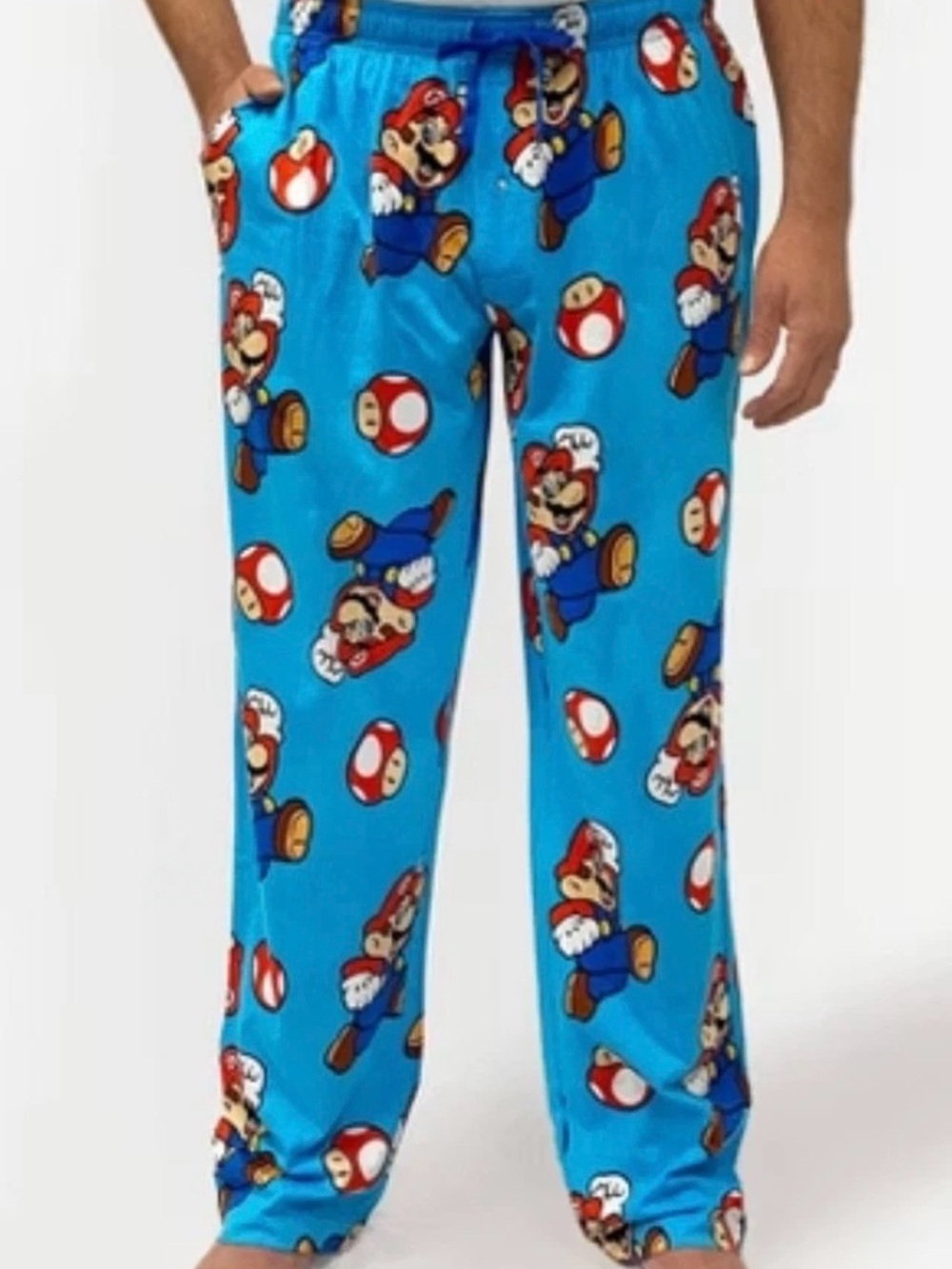Nintendo Kids Super Mario Blue Flannel Pajama Pants Youth Small S